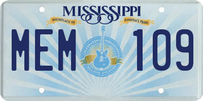 MS license plate MEM109