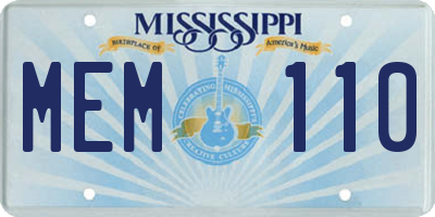 MS license plate MEM110