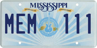 MS license plate MEM111