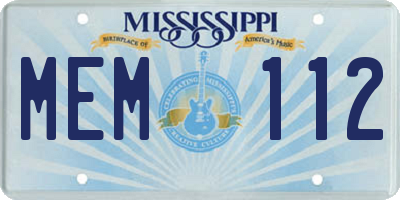 MS license plate MEM112