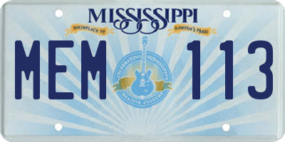 MS license plate MEM113