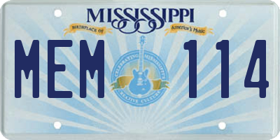 MS license plate MEM114