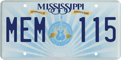 MS license plate MEM115