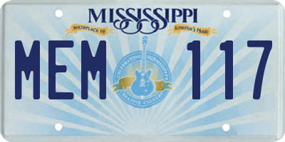 MS license plate MEM117