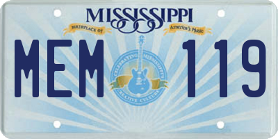 MS license plate MEM119