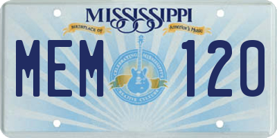 MS license plate MEM120