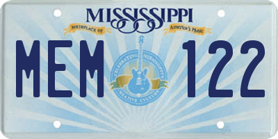 MS license plate MEM122