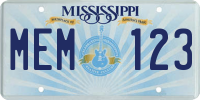 MS license plate MEM123