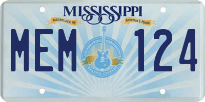 MS license plate MEM124