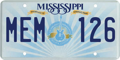MS license plate MEM126