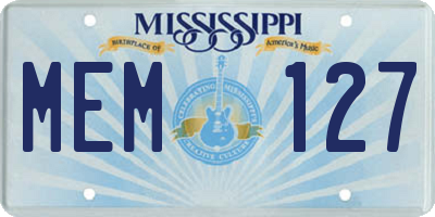 MS license plate MEM127
