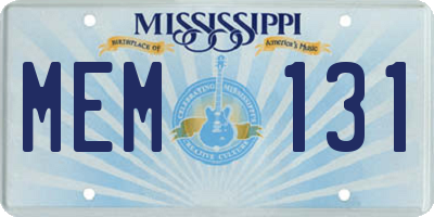 MS license plate MEM131