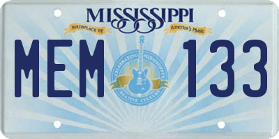 MS license plate MEM133