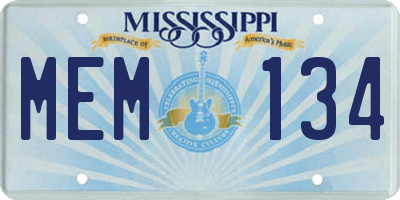 MS license plate MEM134