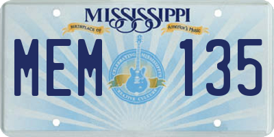 MS license plate MEM135