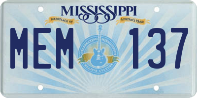 MS license plate MEM137