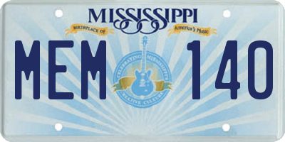 MS license plate MEM140