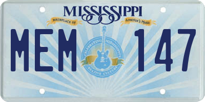 MS license plate MEM147
