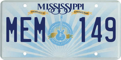 MS license plate MEM149