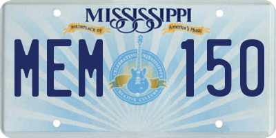 MS license plate MEM150