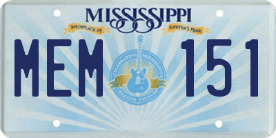 MS license plate MEM151