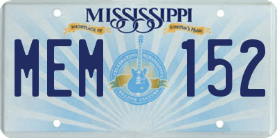 MS license plate MEM152