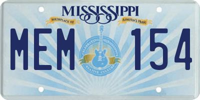 MS license plate MEM154