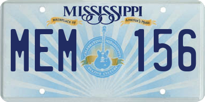 MS license plate MEM156