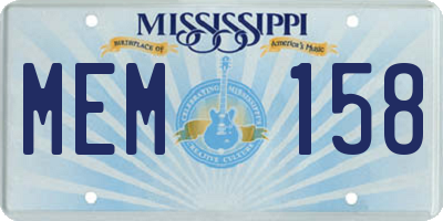 MS license plate MEM158