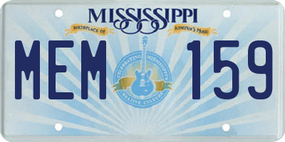 MS license plate MEM159