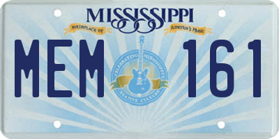 MS license plate MEM161