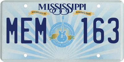 MS license plate MEM163