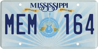 MS license plate MEM164