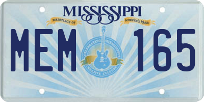 MS license plate MEM165