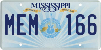 MS license plate MEM166