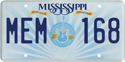 MS license plate MEM168