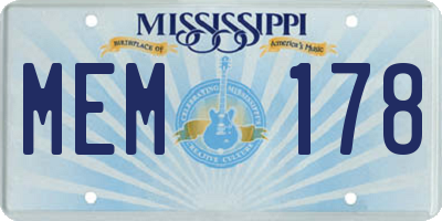 MS license plate MEM178