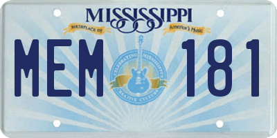 MS license plate MEM181