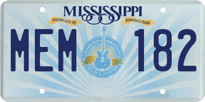 MS license plate MEM182