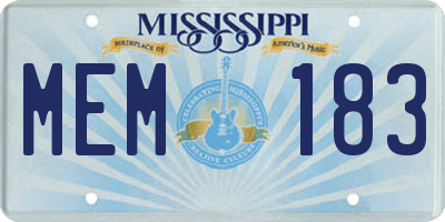MS license plate MEM183