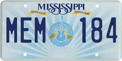 MS license plate MEM184
