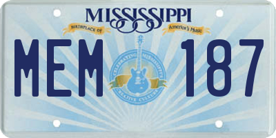 MS license plate MEM187