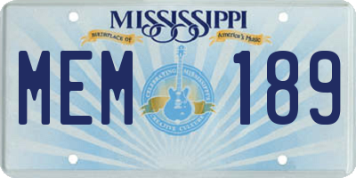 MS license plate MEM189
