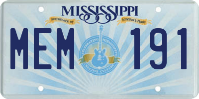 MS license plate MEM191