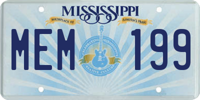 MS license plate MEM199