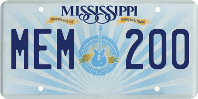MS license plate MEM200