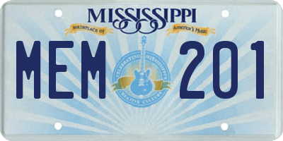 MS license plate MEM201