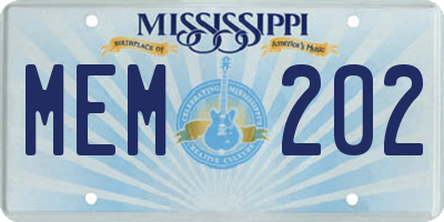 MS license plate MEM202