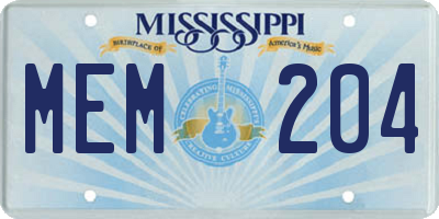 MS license plate MEM204