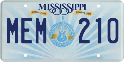 MS license plate MEM210